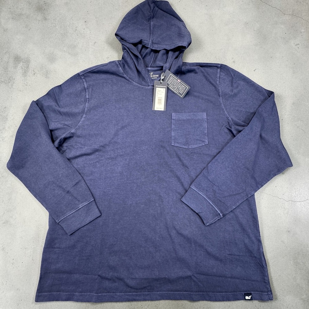 Vineyard Vines Hoodie Tee Mens Large Nautical Navy Surf Garment Dye Cotton NEW - Picture 3 of 10